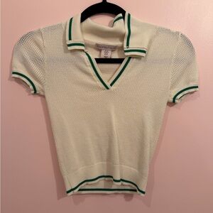 Sincerely Jules Cream Knit Top with Green Accents